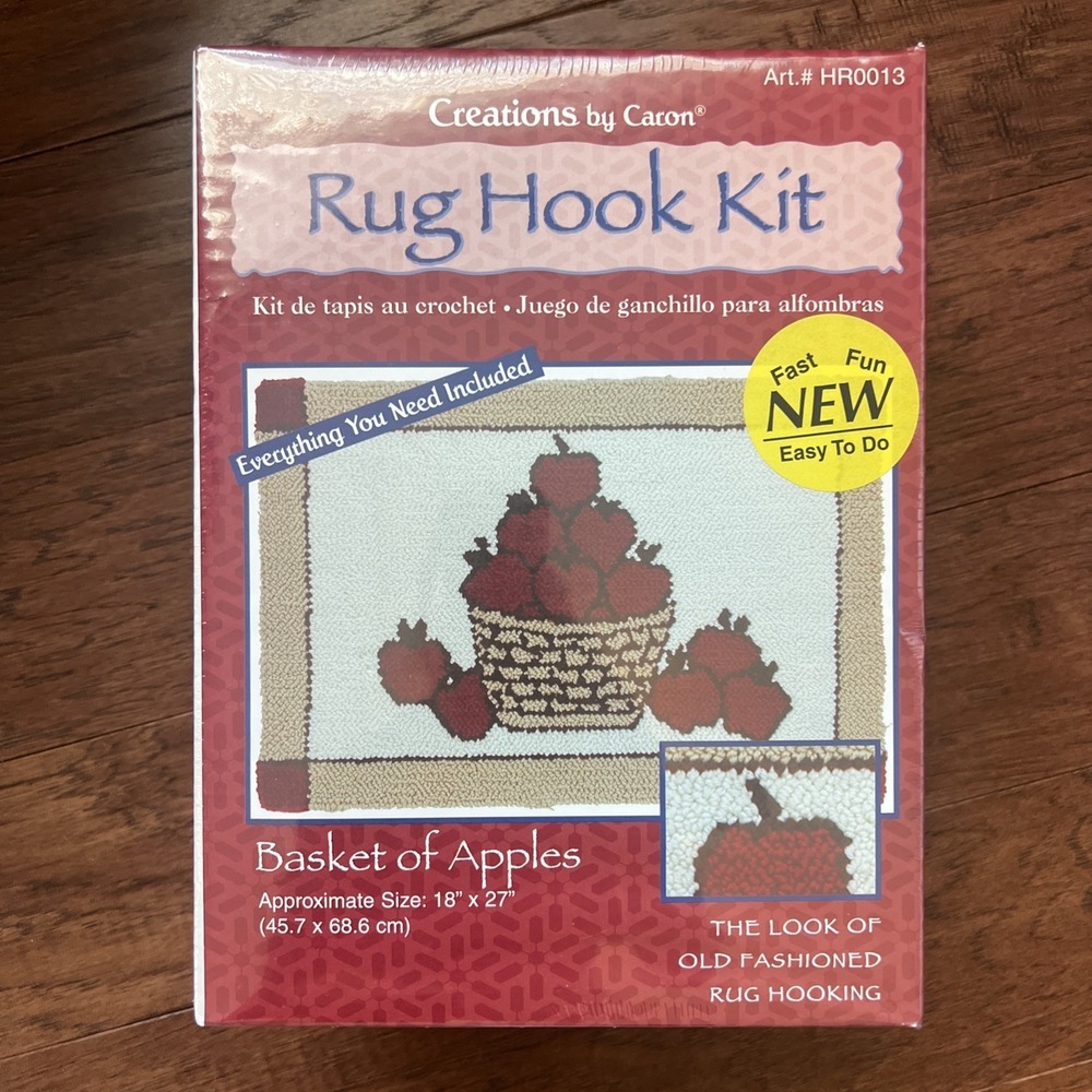 Creations by Caron Rug Hook‎ Kit Basket of Apples #HR0013 18 X 27 NEW Vintage